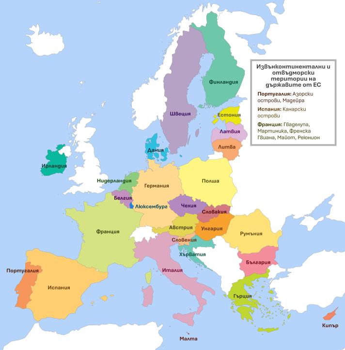 Map with all countries of the European Union