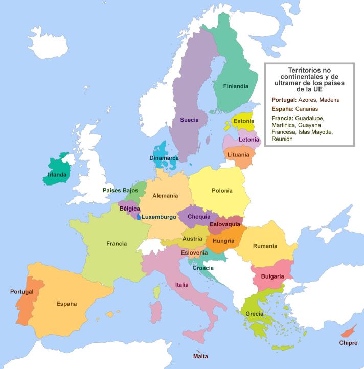 Map with all countries of the European Union