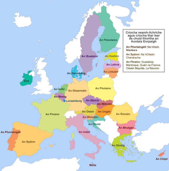 Map with all countries of the European Union