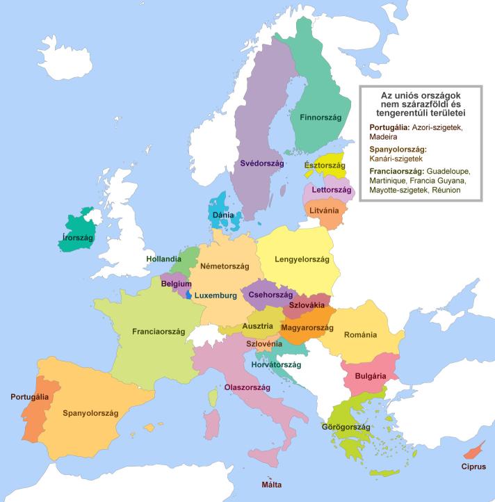 Map with all countries of the European Union