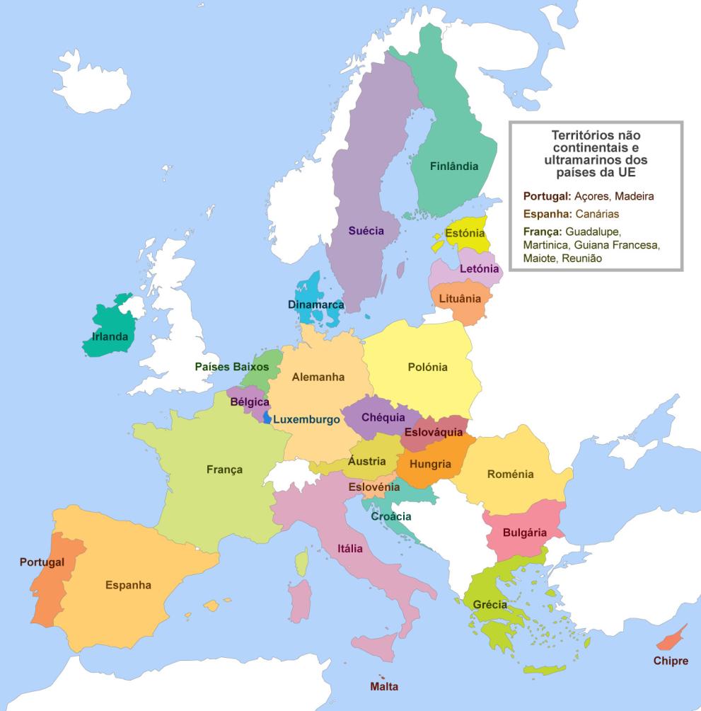 Map with all countries of the European Union