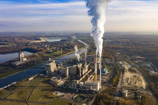 Aerial views of a cement factory