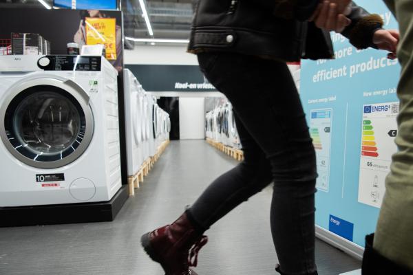 EU energy labels (home appliance store)