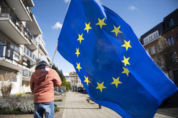 A child with the European flag