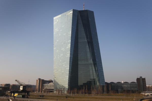 Zoomed shot of the European Central Bank building 