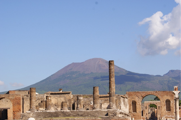 A view of the archeological site at Pompeii