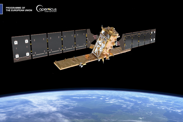Copernicus Sentinel-1C satellite orbiting Earth