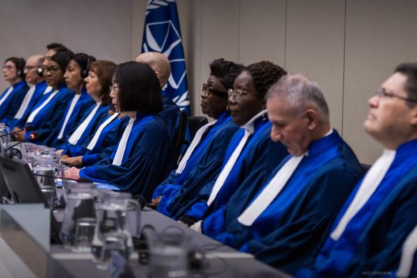 Several seated officials of the International Criminal Court